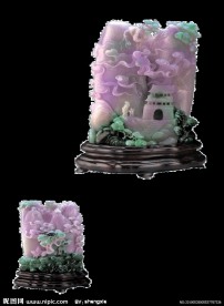 翡翠玉雕关山瑞气摆件