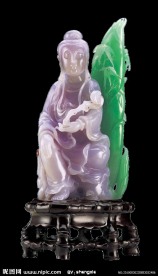 翡翠玉雕摆件翠竹观音