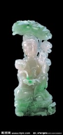 翡翠玉雕摆件莲花观音
