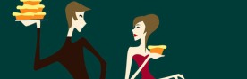 插画 男女 糕点 甜点 舞会 时尚