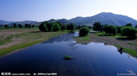 湖景山色