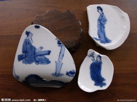 明 清青花人物赏乐标本