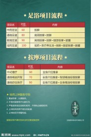 足浴价目表