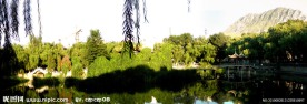 下花园水泉公园湖全景