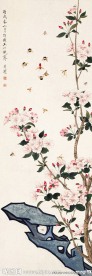 于非闇 国画 桃花蜜蜂