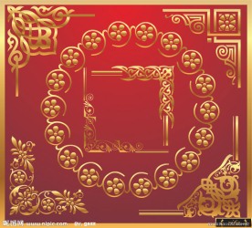 欧式金色花纹花边 边框