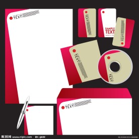 红色企业vi设计 名片卡片