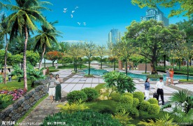 小区公园绿化效果图
