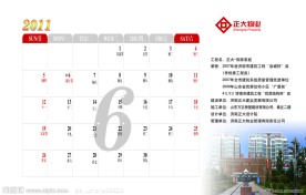 2011年6月台历背面