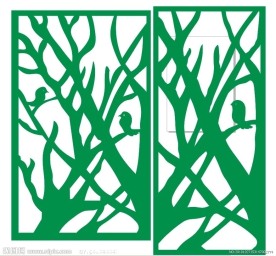 镂空雕刻图镂空隔断通花图 树形镂空图