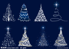 圣诞树矢量图标 动感线条 星光