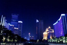 夜幕下的广州天河