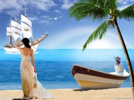 浪漫海滩海洋风光