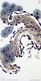梁大年 国画 松