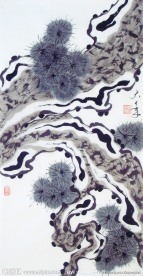 梁大年 国画 松