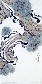 梁大年 国画 松