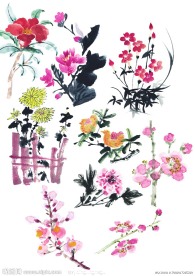 水墨画花