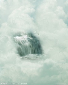 梦幻浪漫背景 云中瀑布 白鸽