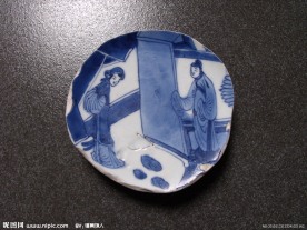 清 康熙青花人物故事标本（西厢记 张生求婚）