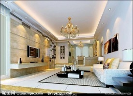 金色现代时尚客厅 客厅 现代客厅