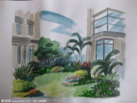 手绘小区效果图