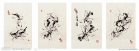 水墨虾无框画