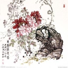 水墨画 牡丹