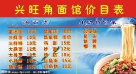面馆价目表