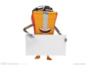 手拿空白广告牌的礼盒3d小人