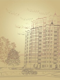 手绘建筑物矢量素材