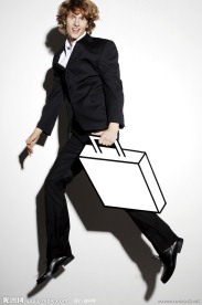 拎着公文包奔跑的商务人物