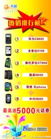 天翼3G热销排行榜 X展架
