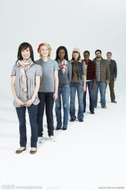 排成一队的商务人物