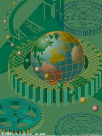 动感线条地球齿轮商务科技背景