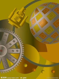 动感地球齿轮数据线商务科技背景