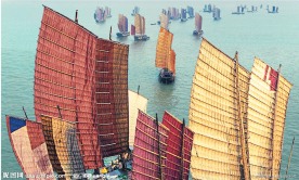碧波帆影