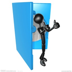 数据光盘和竖起大拇指的商务3d小人