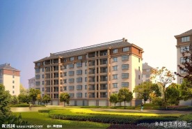 多层及小高层住宅水景效果图