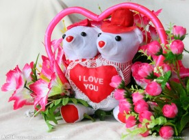 心形熊仔玫瑰花