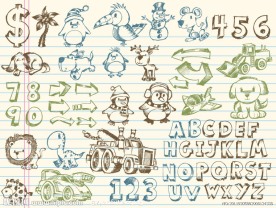 手绘可爱涂鸦图案矢量素材