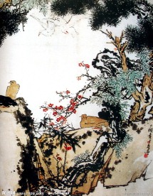 松梅群鹤图