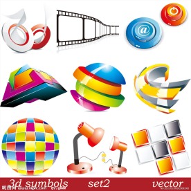 3d动感影视logo标志设计矢量