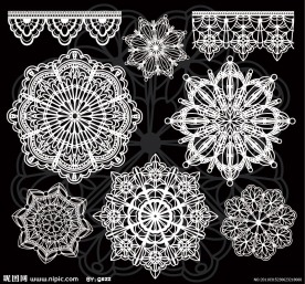 黑白线条古典花纹花边装饰设计素材