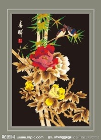 麦杆画 装饰画 花卉