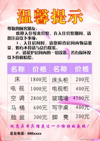 宾馆温馨提示