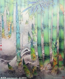 国画 竹子 竹笋