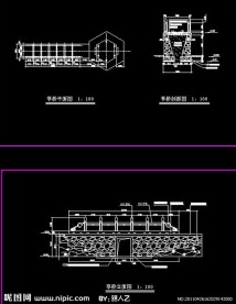 cad亭桥平立面图