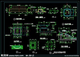 cad花盆 花池 石灯 汀步详图