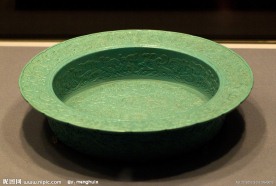 仿松石绿釉夔龙纹洗