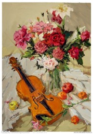 有小提琴的花卉
